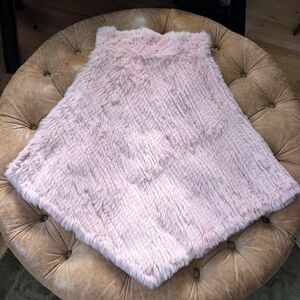 Brandon Thomas Pink 100% Rabbit Fur Shawl Poncho One Size Soft Smooth Cozy Warm